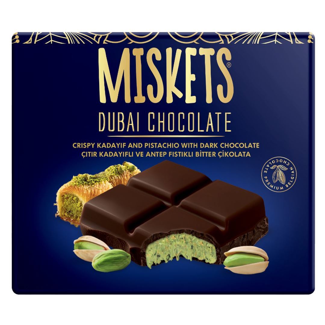 MISKETS Черный шоколад с хрустящим кадаифом и фисташковой начинкой 100г