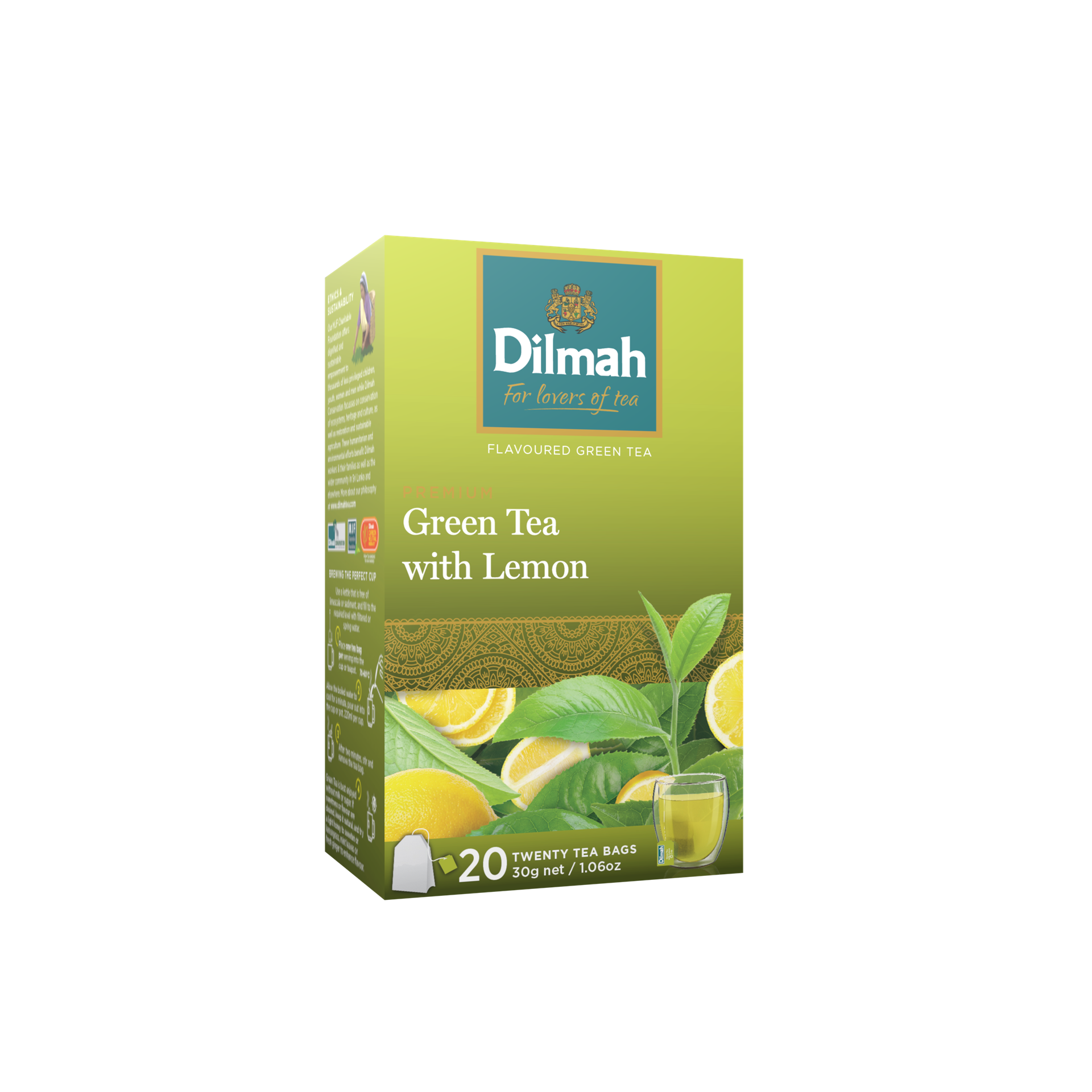 Чай Dilmah зеленый с лимоном с/я 20х1,5г